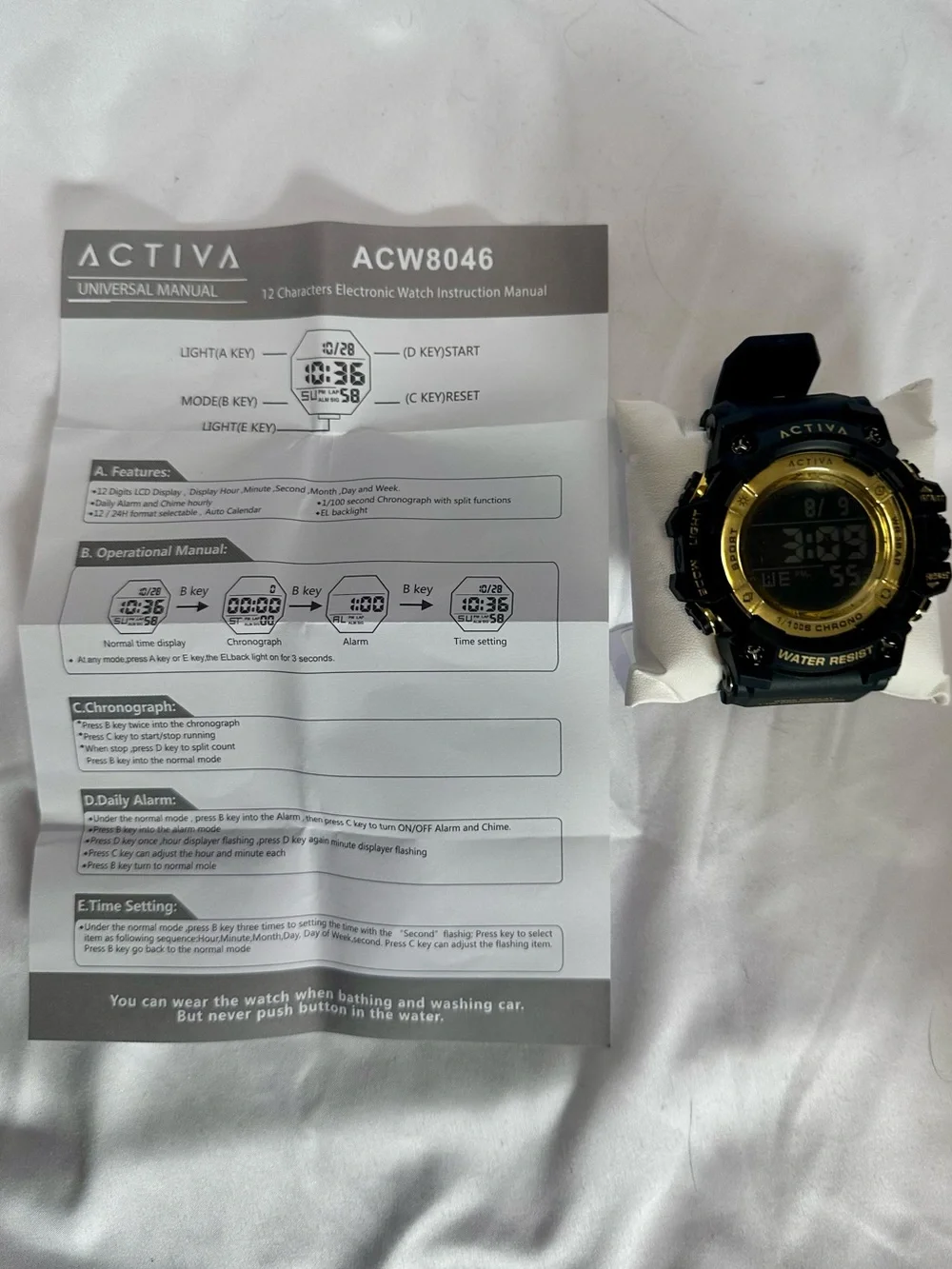 Activa X Invicta NWT Sync Men's 50mm Black Gold Digital Sport Watch ACW8046-003